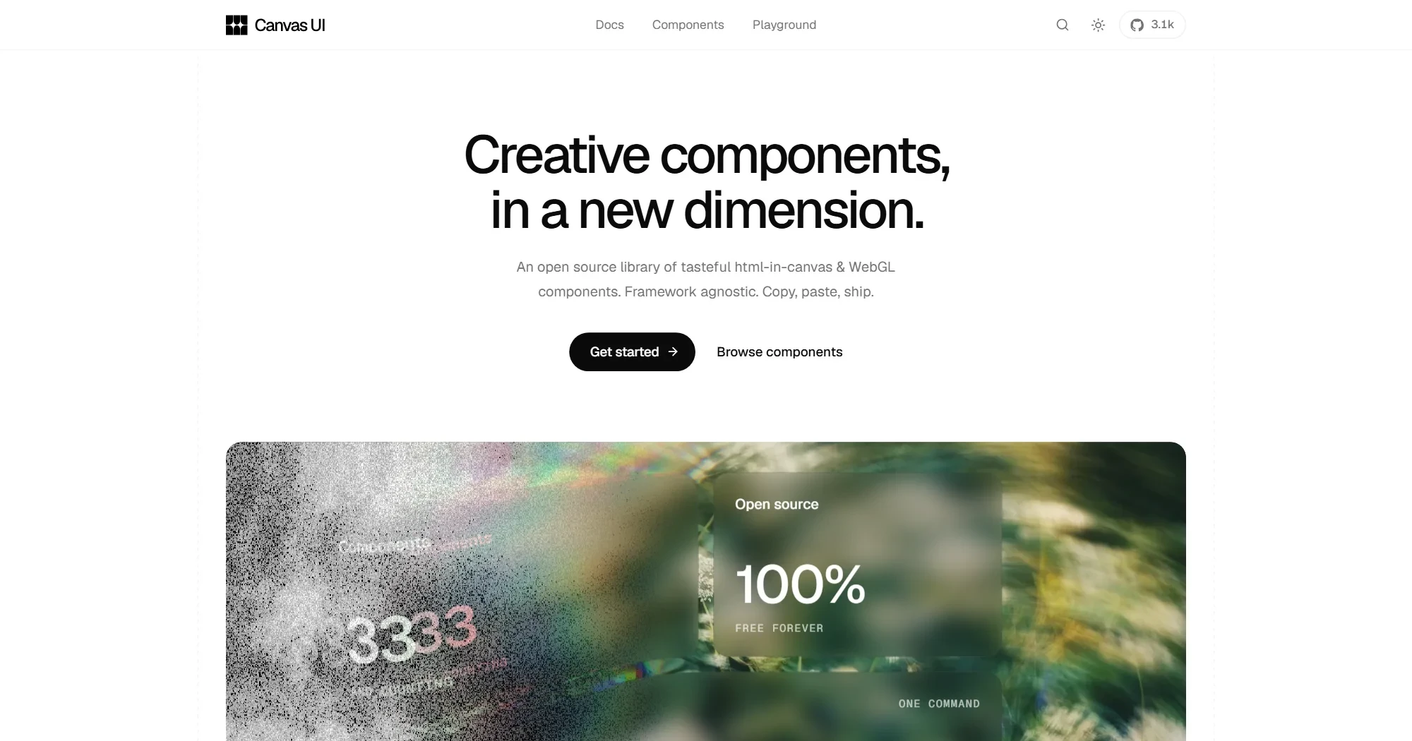 Screenshot of the Canvas UI site