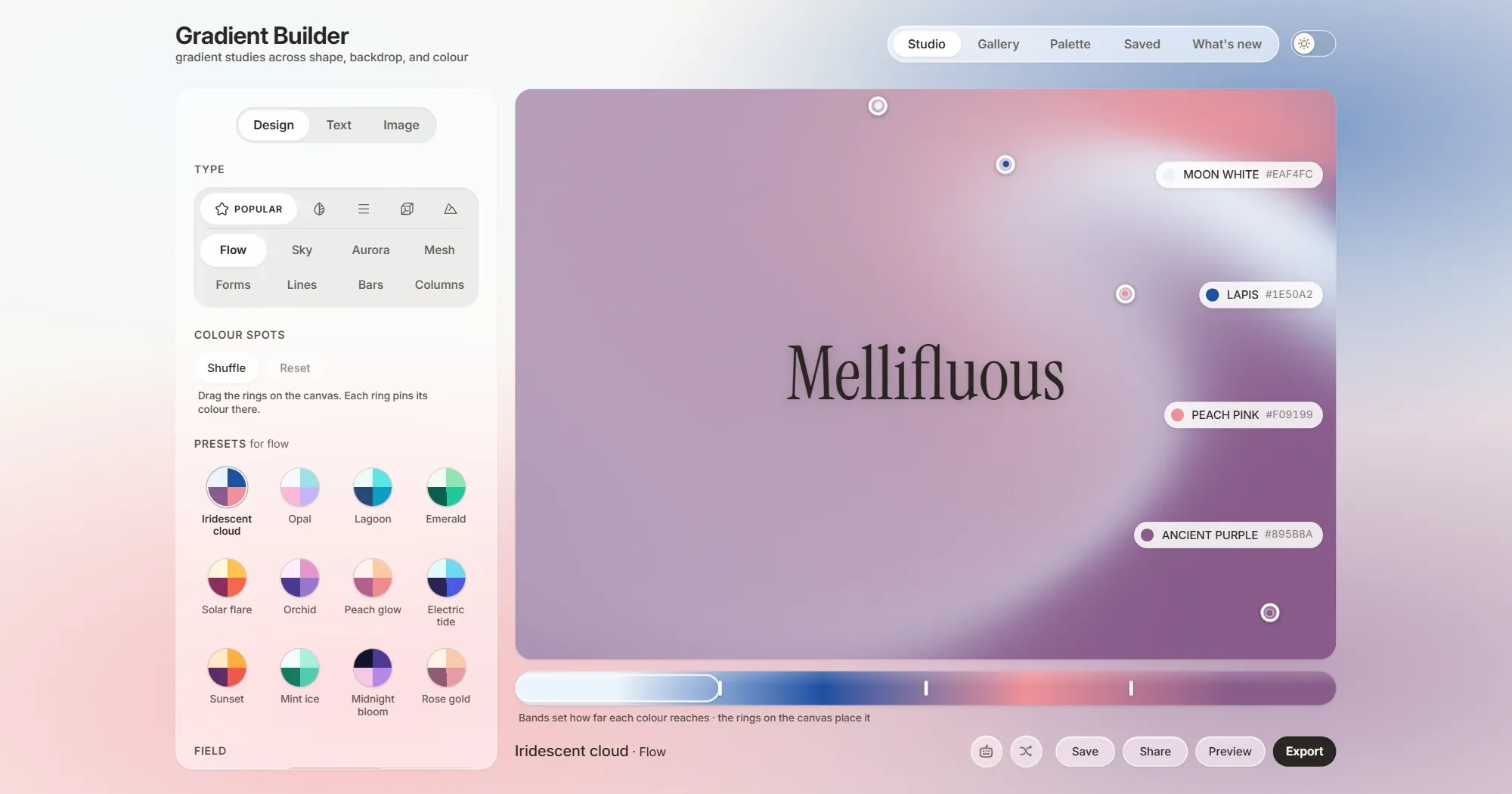 Screenshot of the Free Gradient Generator site