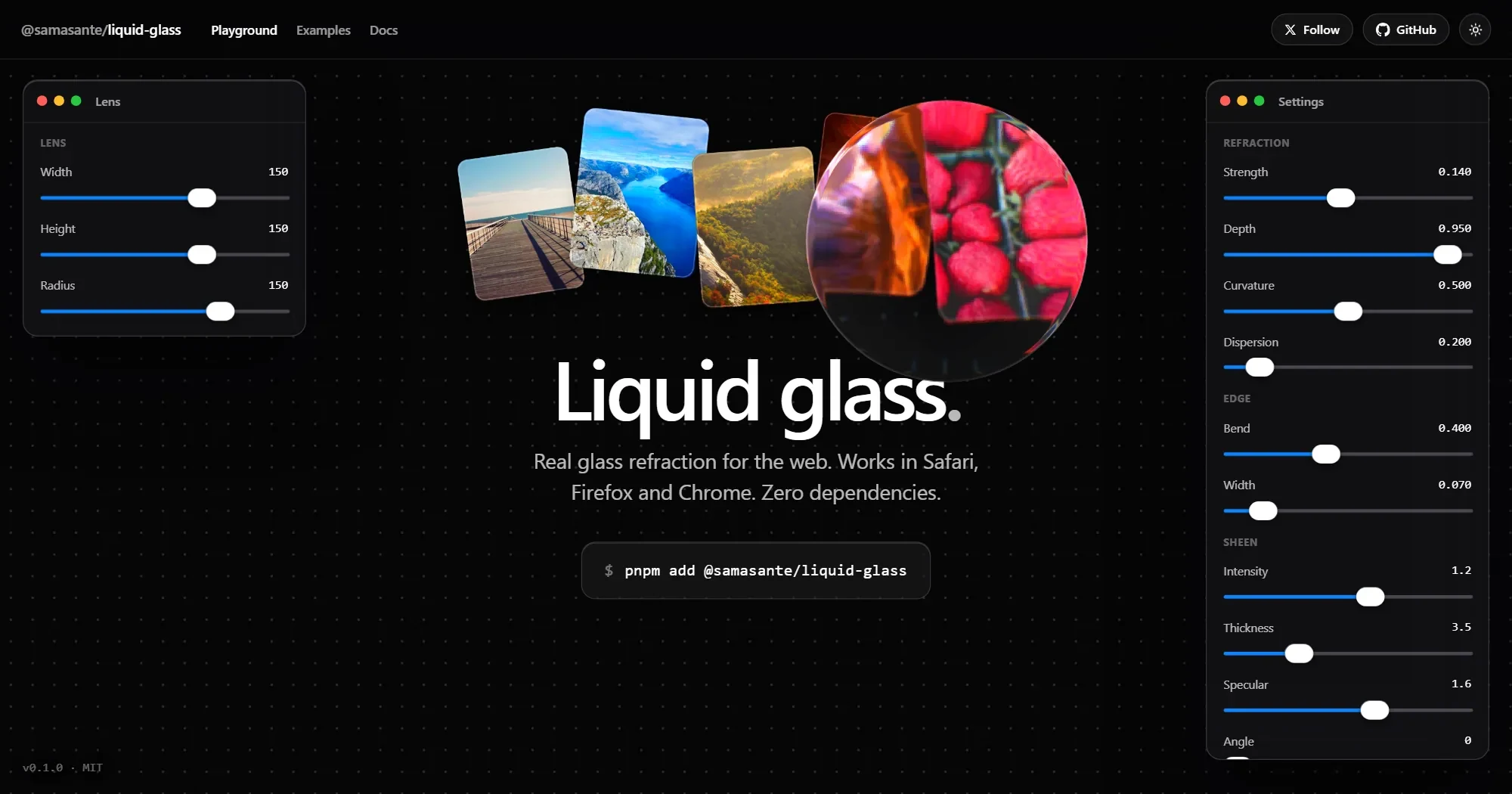 Screenshot of the Glass site