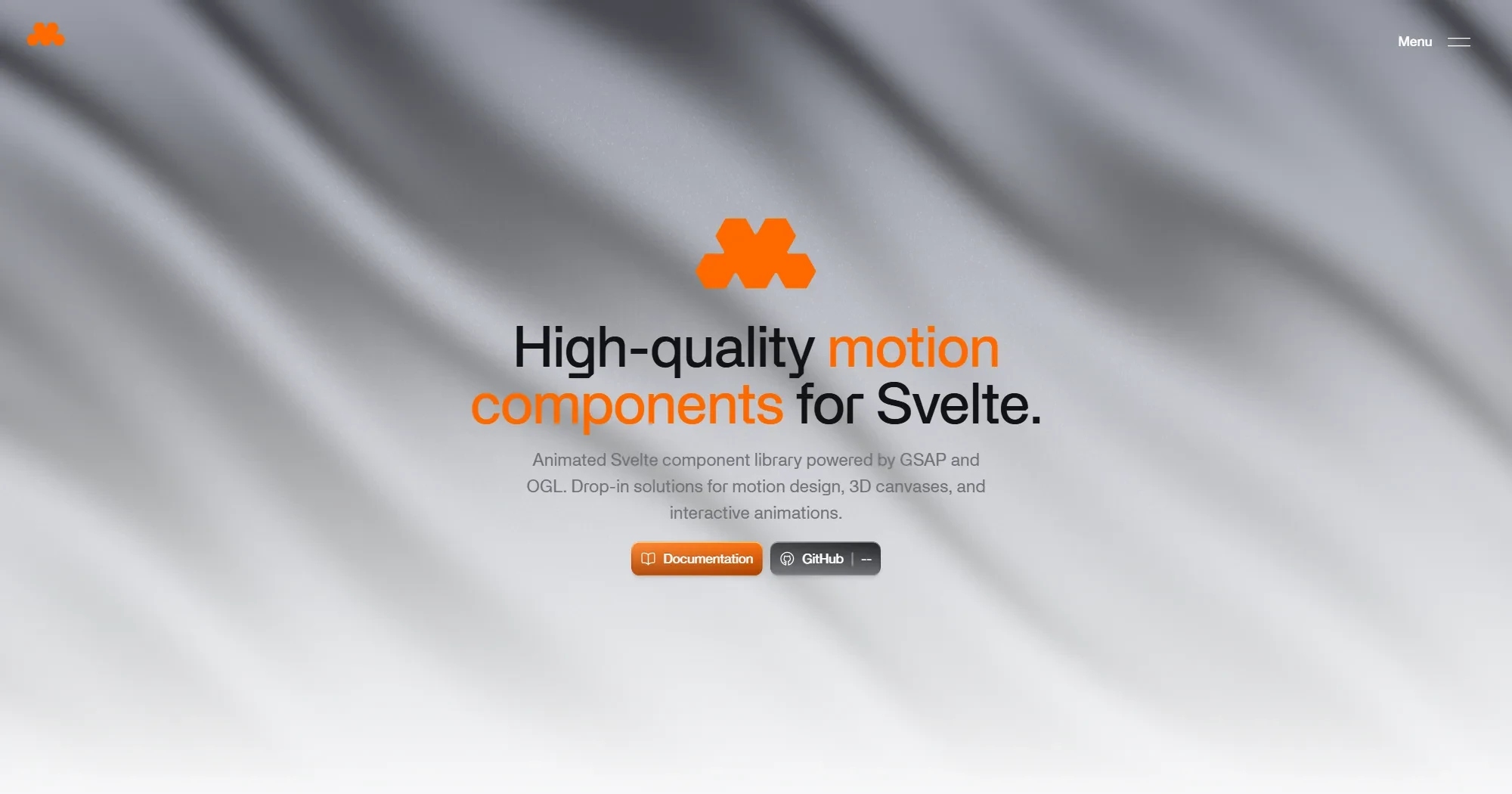 Screenshot of the Motion Core site