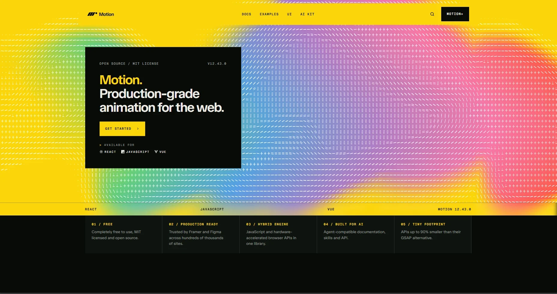 Screenshot of the Motion site