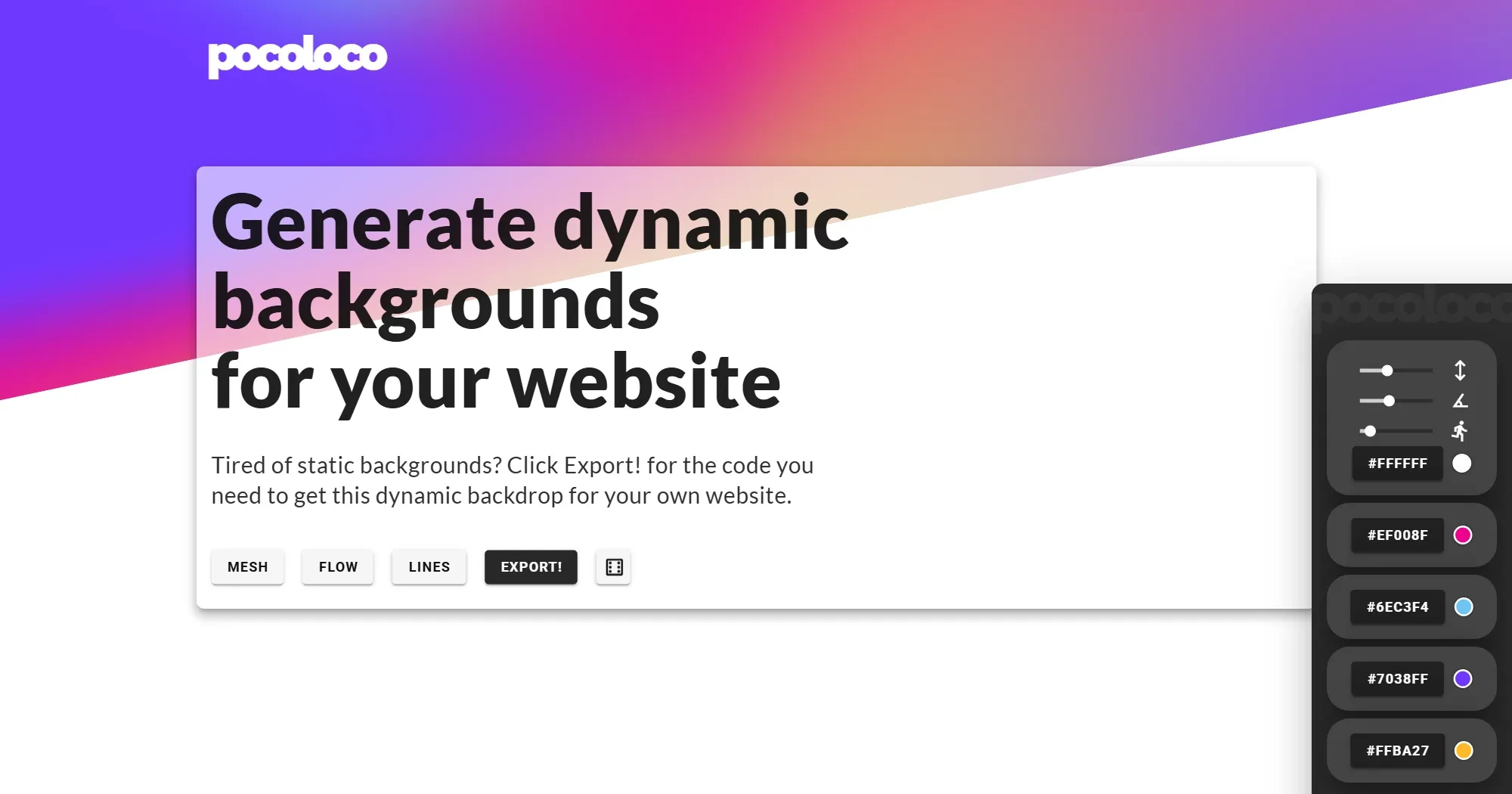 Screenshot of the Pocoloco site