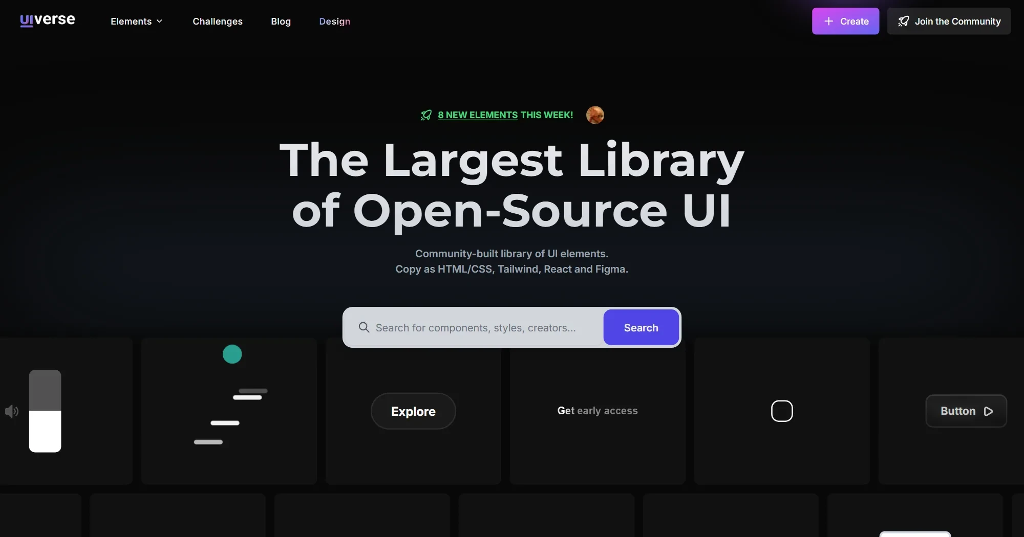 Screenshot of the Uiverse site