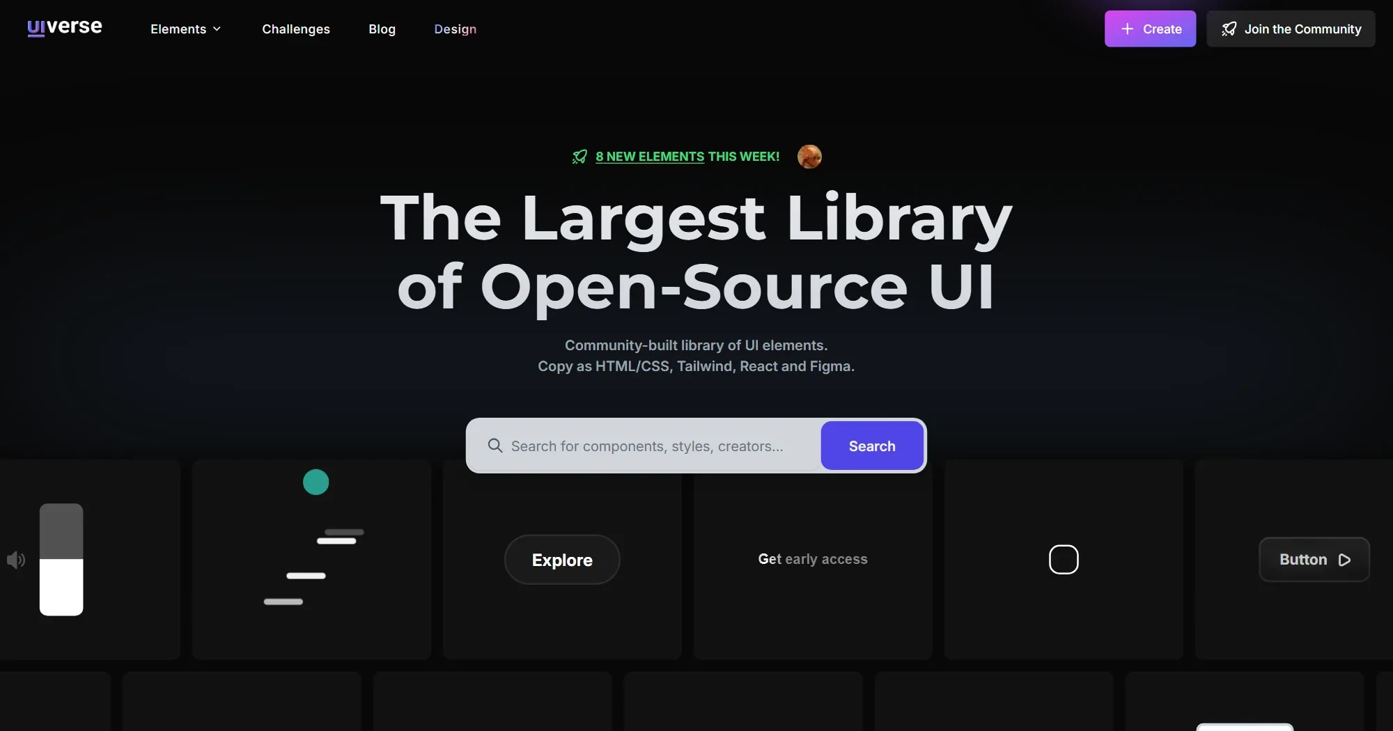 Screenshot of the Uiverse site